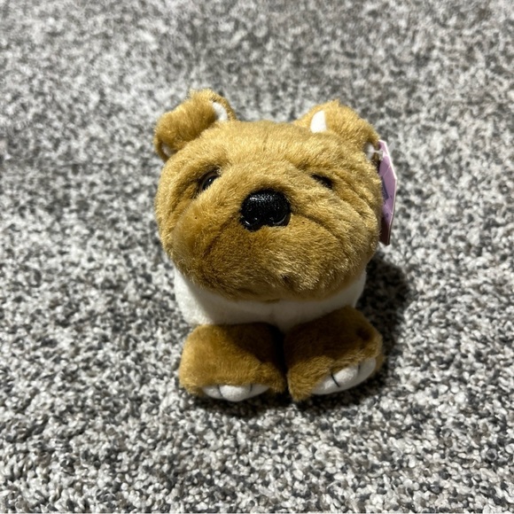 Swibco Puffkins Bosley Bulldog Plush Stuffed Animal Tan White Mini Vintage 4" - Picture 2 of 11